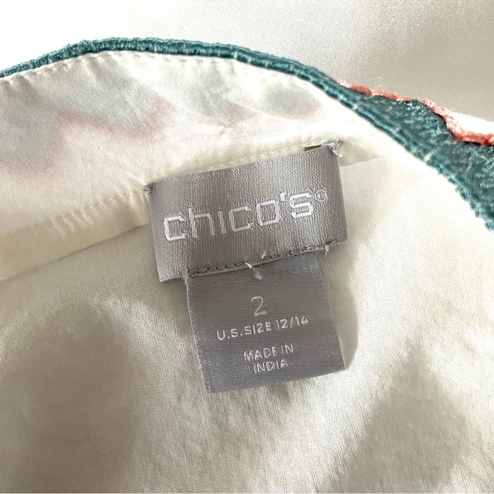 3/$25 Chicos embroidered summer tunic L - Picture 6 of 8